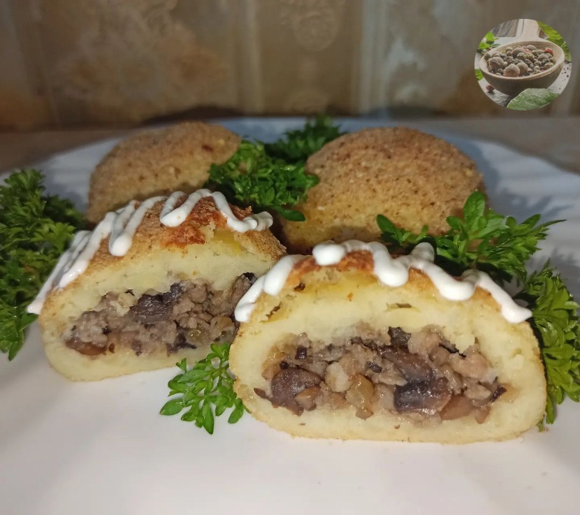 КАРТОФЕЛЬНЫЕ ЗРАЗЫ с фаршем и грибами, в духовке