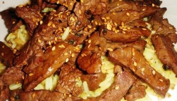Говядина +печень с кунжутными семечками