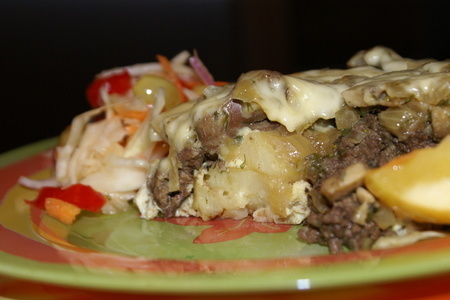 Куриная печень "запеченная" с грибами и картофелем