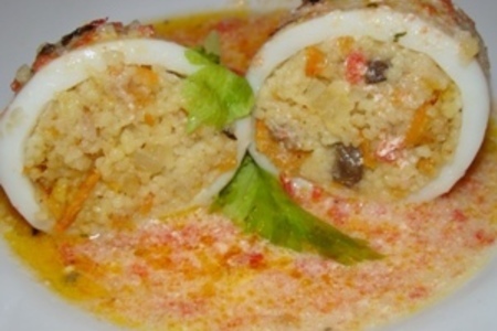 Кальмары фаршированные кус-кусом