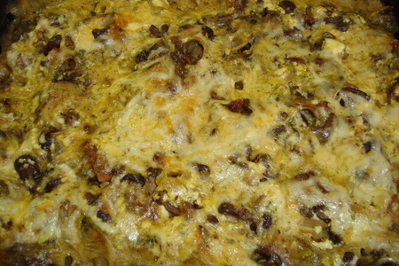 Лазанья с жульеном из курицы и грибов