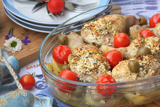 Жаркое из курицы по-гречески