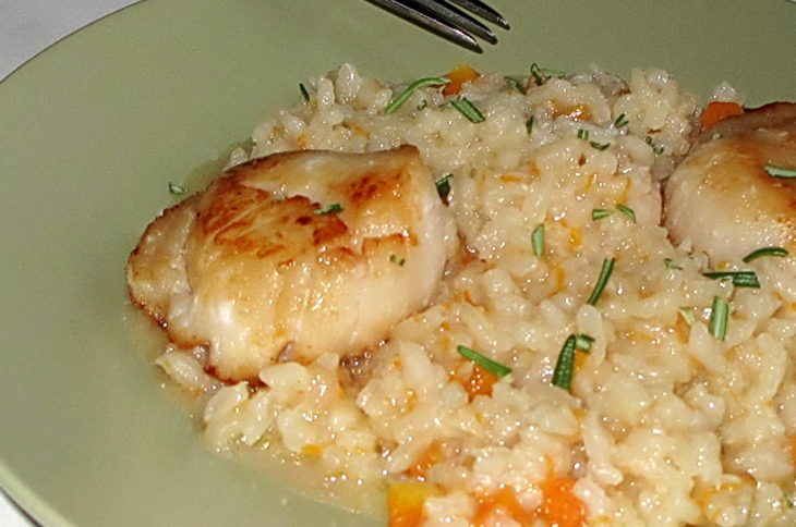 Ризотто с тыквой и морскими гребешками