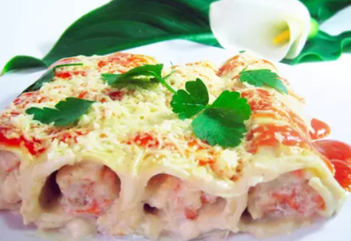 Домашние каннеллони с рыбно-овощной начинкой. готовим пасту сами